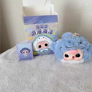 Cute Blue Plush Toy with Pink Accents